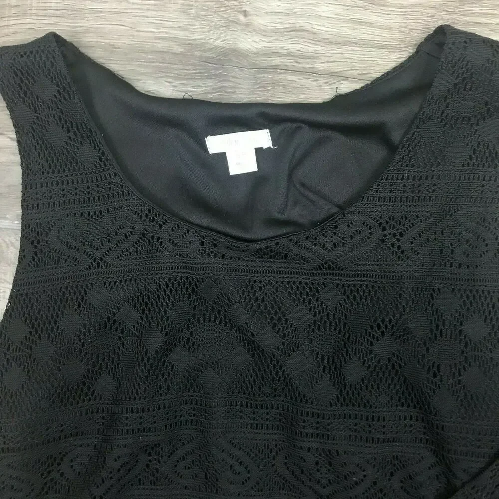 Xhilaration Small Black Long Dress Lined Sleeveless Cover Up Side Slit Boho Lace - Picture 4 of 7